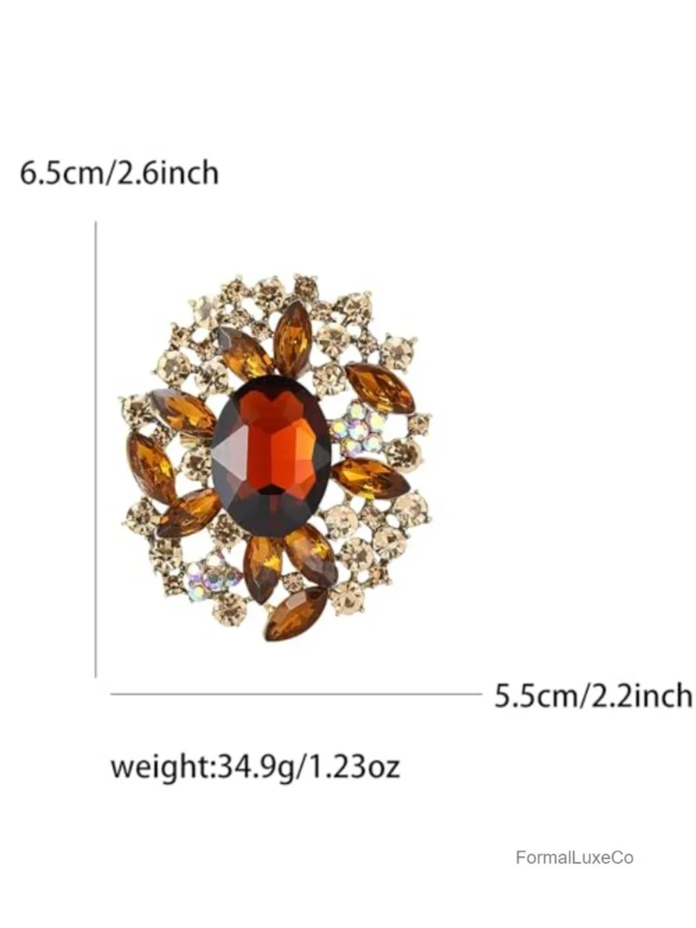 Vintage Crystal Brooch Pin for Women, Floral Rhinestone Bridal Wedding Pin,